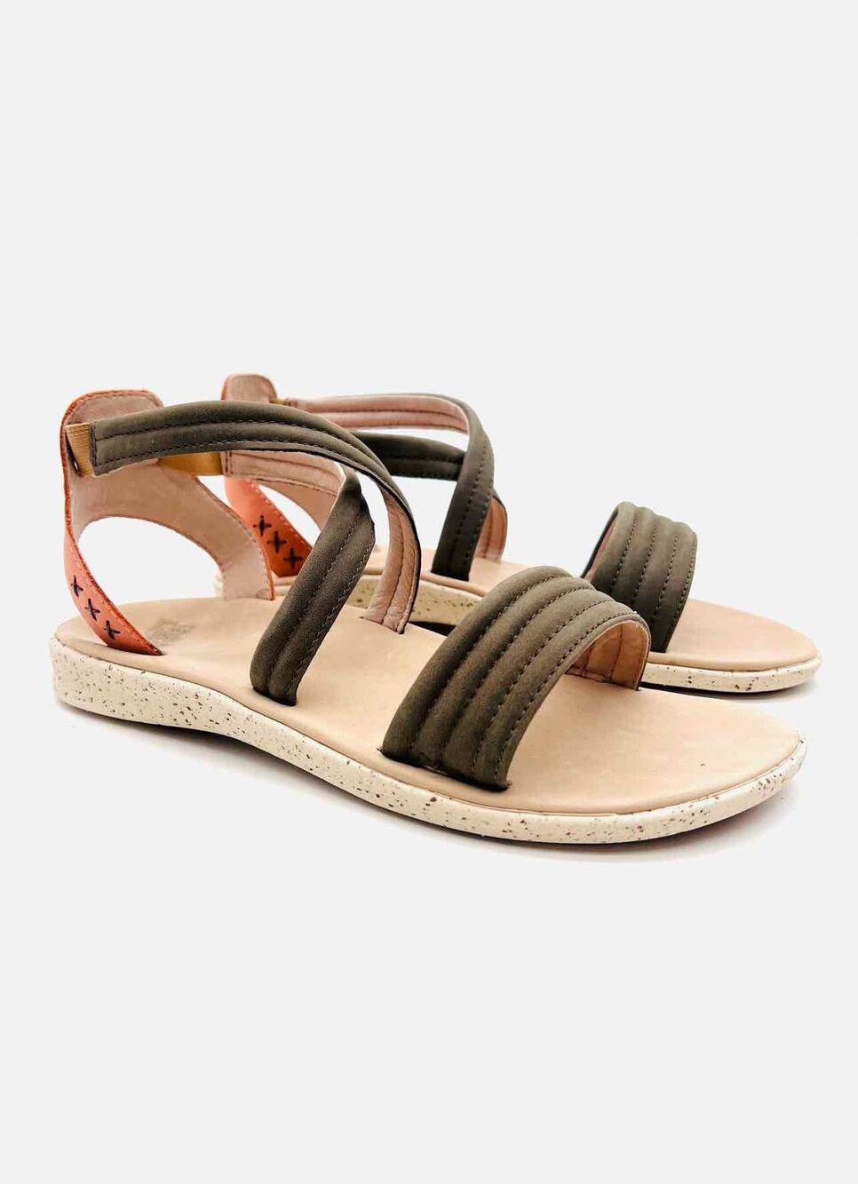 Superfeet Size 10 DK Gray/Salmon Crisscross Leather Shoes Sandals
